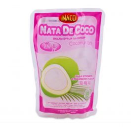 Inaco Nata De Coco Sari Kelapa Strawberry Pouch 360 g