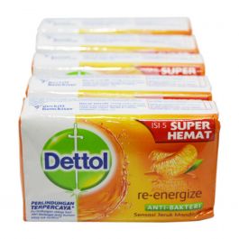 Dettol Sabun Batang Re-Energize 5 x 100 gr