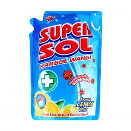 Wings Super Sol Karbol Wangi Lemon Mint Pouch 1.6lt