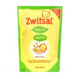 Zwitsal Natural Baby Bath Milk & Honey Pouch 450ml