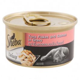 Sheba Deluxe Tuna Flakes And Salmon In Gravy 85 gr